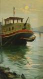 Une Péniche noire - Huile