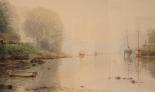 Brume dans le Port - Aquarelle