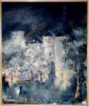 Clair obscur sur la ville - Huile